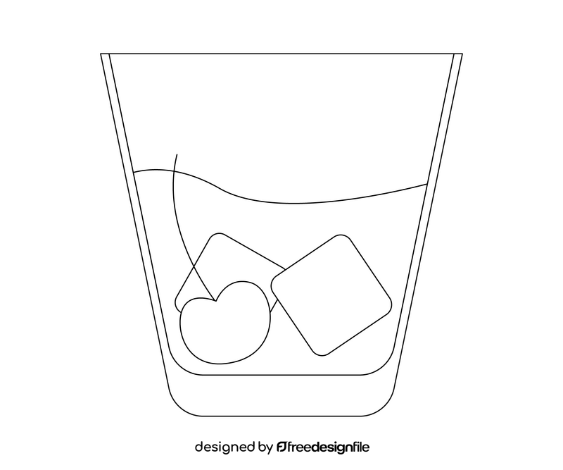 Manhattan cocktail drawing black and white clipart