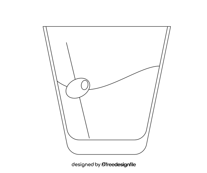 Free martini cocktail black and white clipart