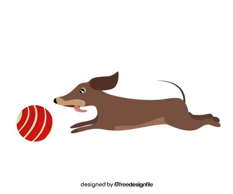 Dachshund dog running with a ball clipart