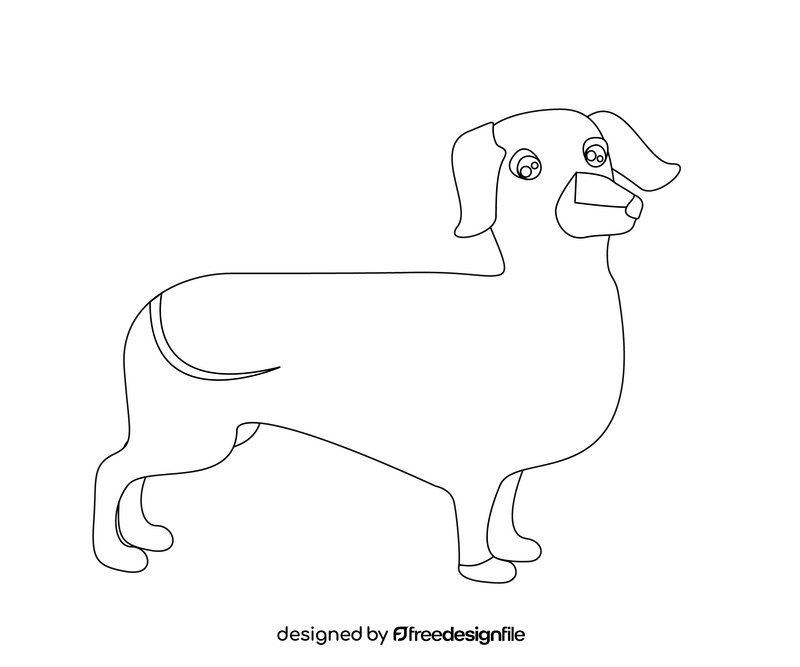 Cartoon dachshund dog black and white clipart