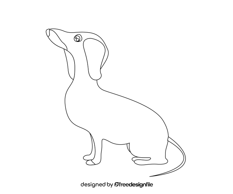 Sitting dachshund drawing black and white clipart