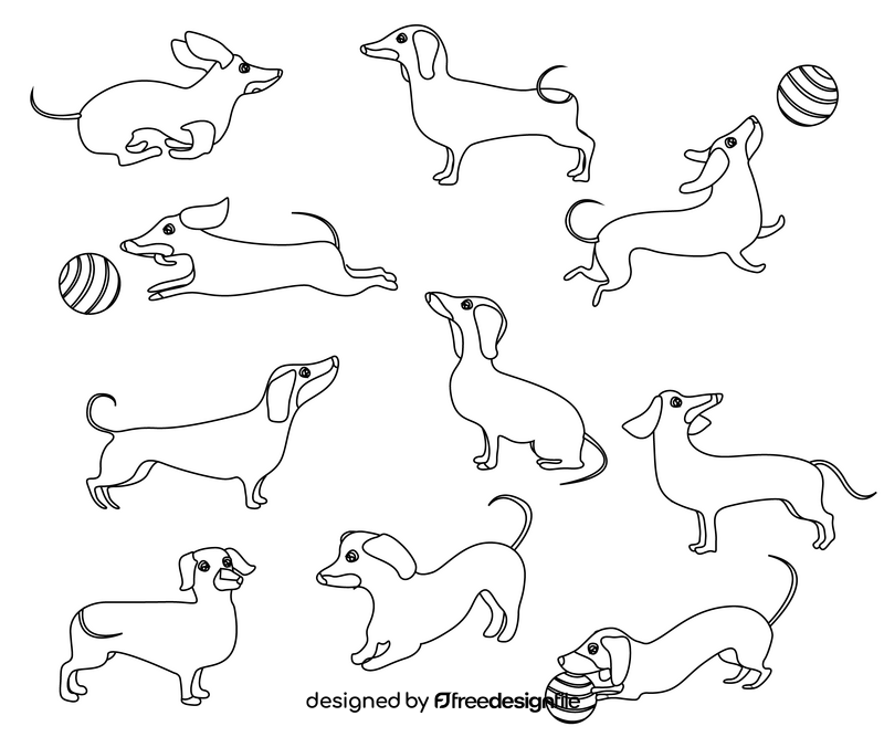 Dachshund dogs black and white vector