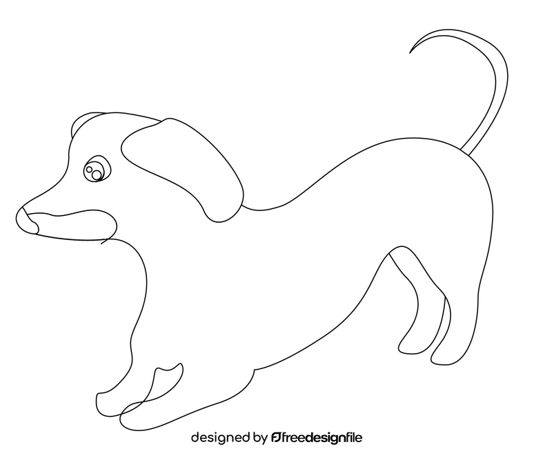 Cute dachshund dog black and white clipart
