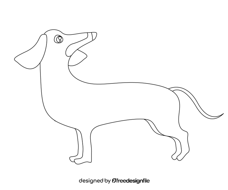 Dachshund looking back black and white clipart