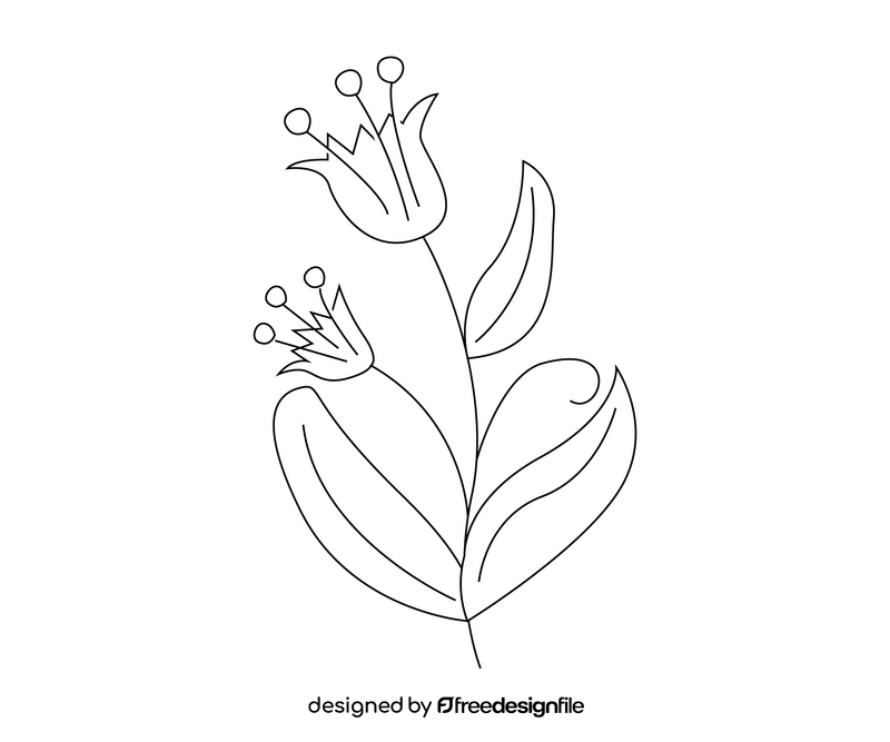 Cartoon flowers black and white clipart
