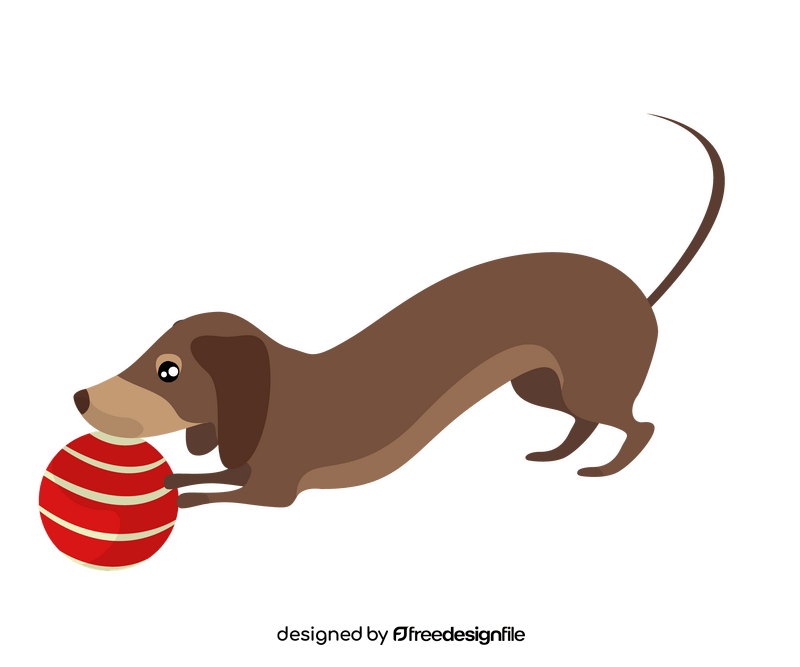 Cartoon dachshund playing ball clipart