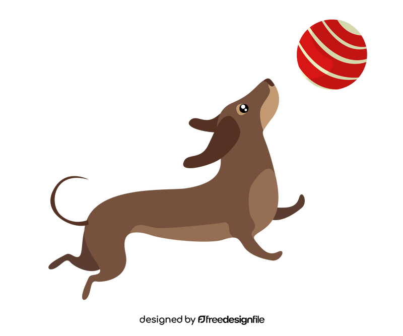 Dachshund dog playing with ball clipart