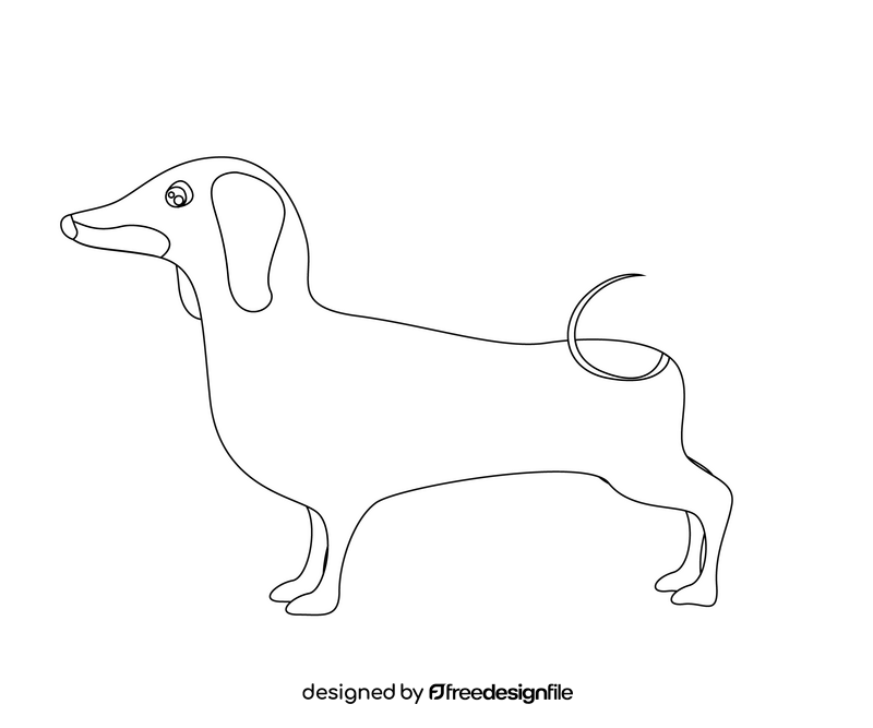 Dachshund dog side view black and white clipart