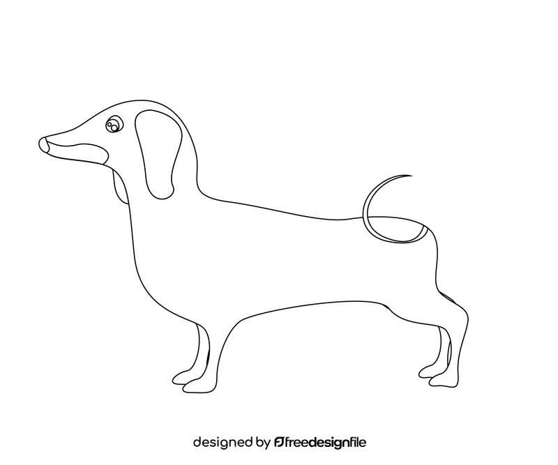 Dachshund dog side view black and white clipart