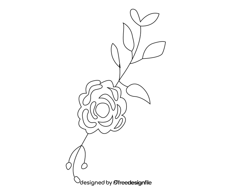 Flower illustration black and white clipart