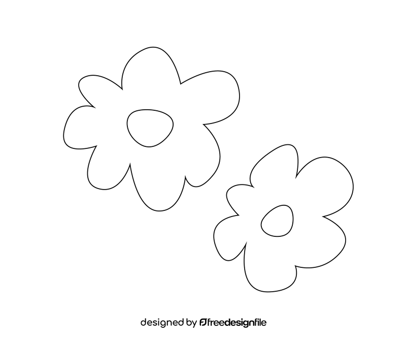 Flower cartoon black and white clipart