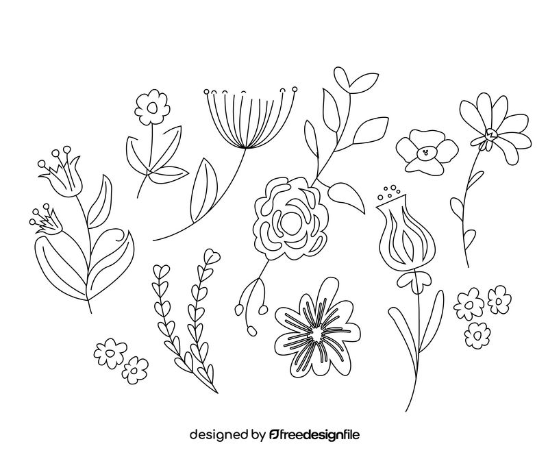 Flowers black and white vector