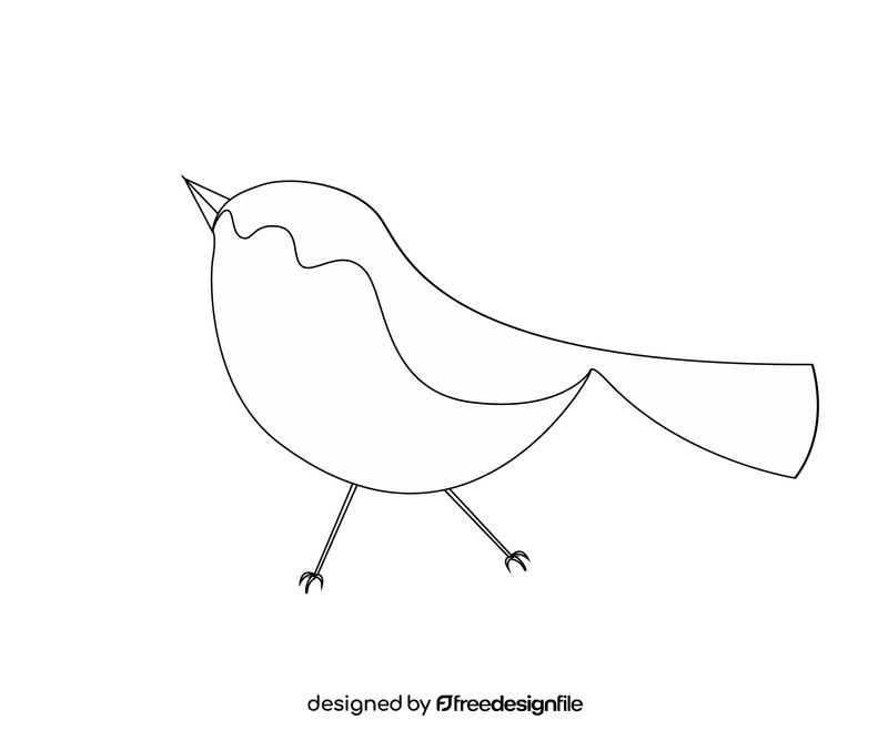 Cartoon bird black and white clipart