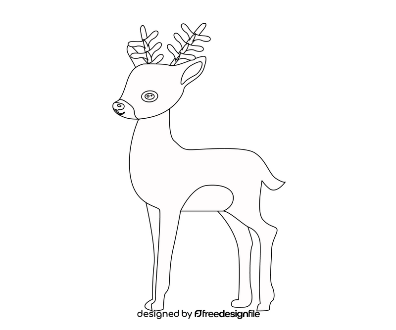 Young deer black and white clipart