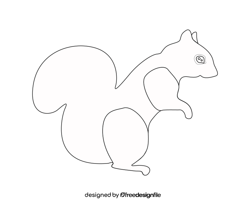 Cute squirrel illustration black and white clipart