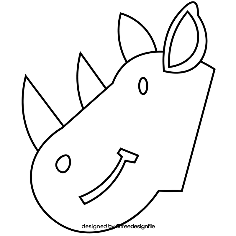 Printable rhino profile black and white clipart