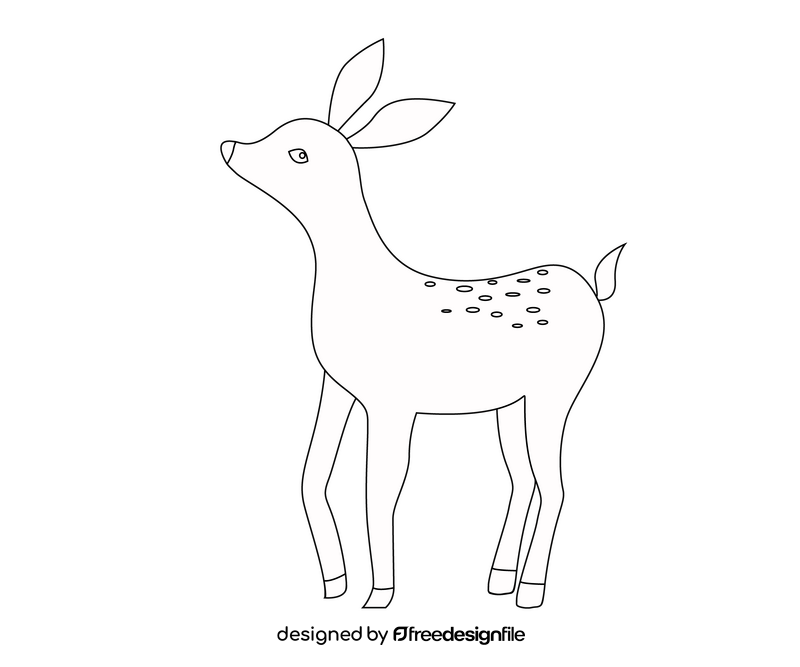 Cute deer black and white clipart