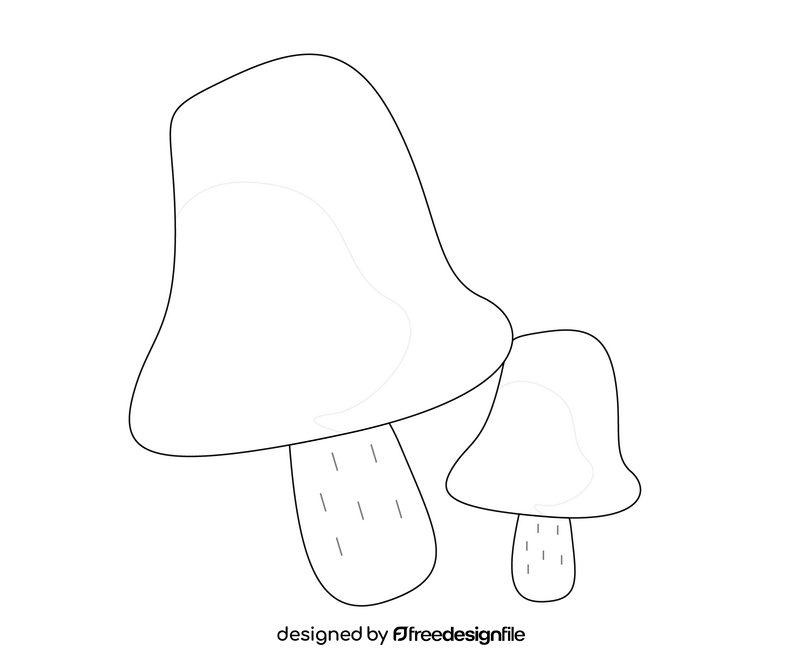 Mushrooms illustration black and white clipart