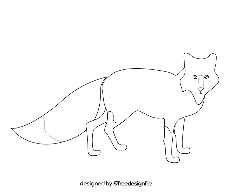 Fox drawing black and white clipart