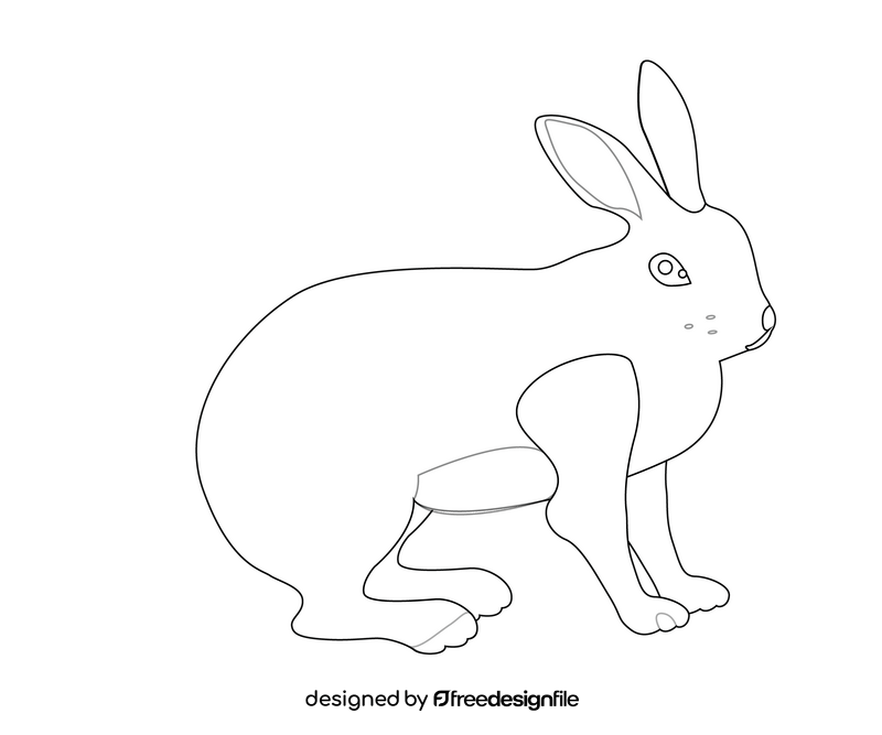 Hare, jackrabbit black and white clipart free download