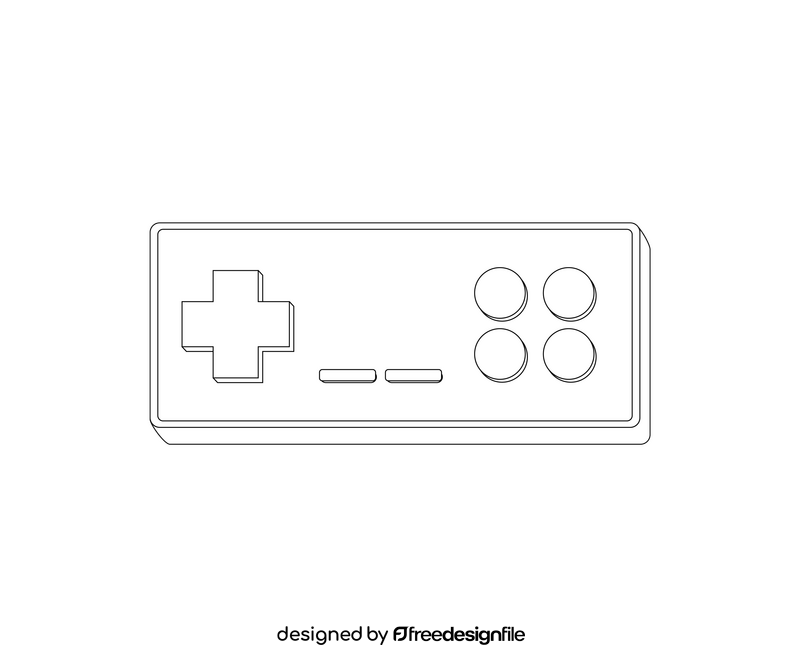 Cartoon retro gamepad black and white clipart