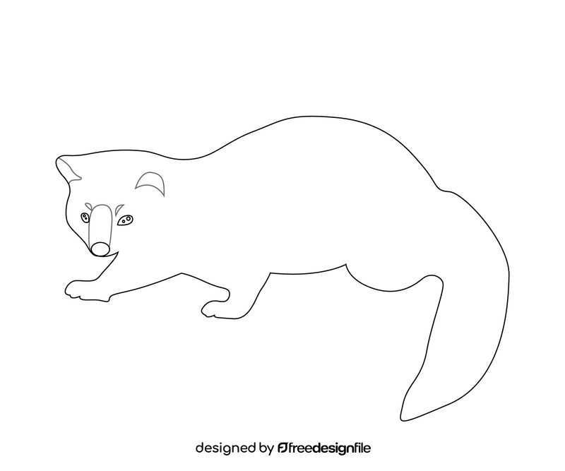 Cartoon least weasel black and white clipart