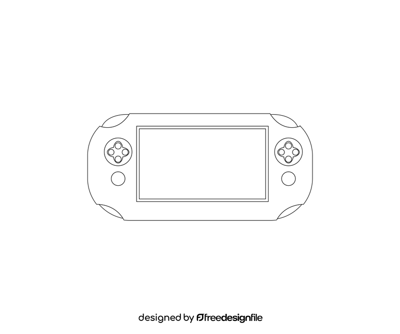 PSP game controller cartoon black and white clipart