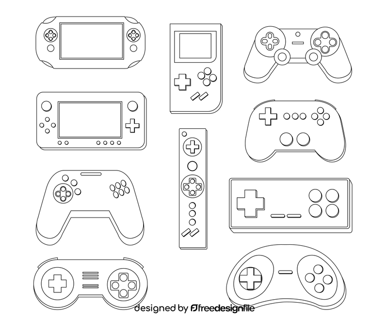 Video game console black and white vector
