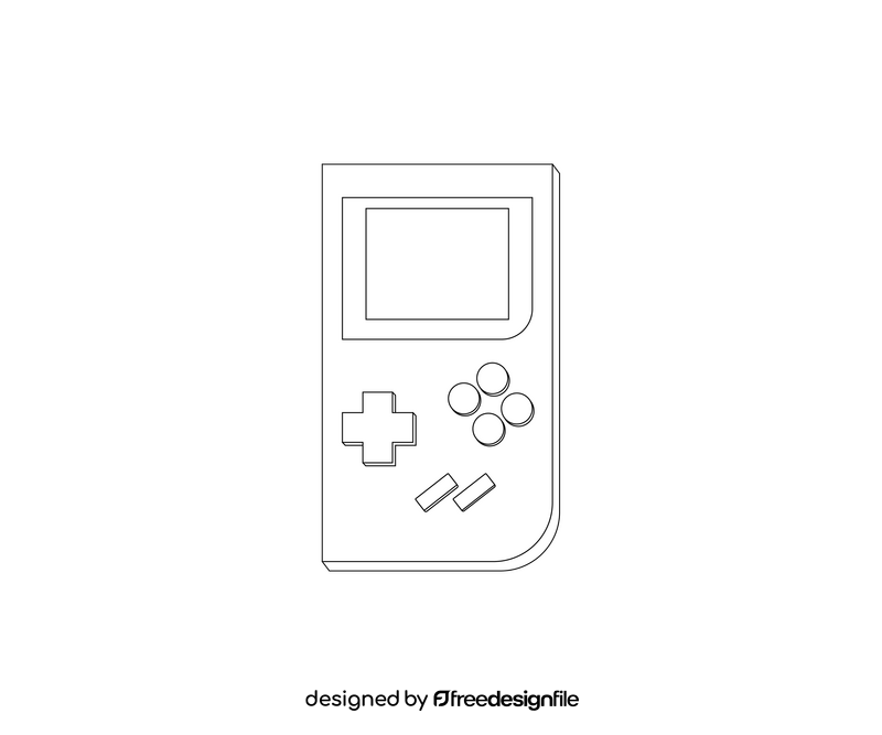 Cartoon Nintendo Gameboy black and white clipart