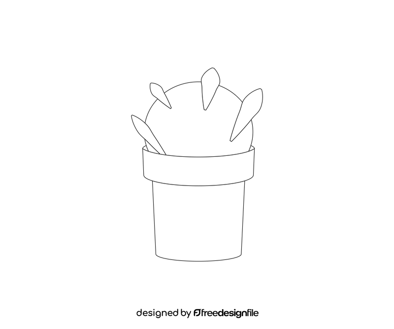 Seedling in a pot black and white clipart