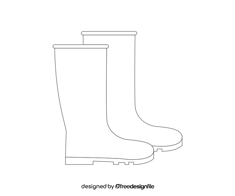 Rubber boots black and white clipart