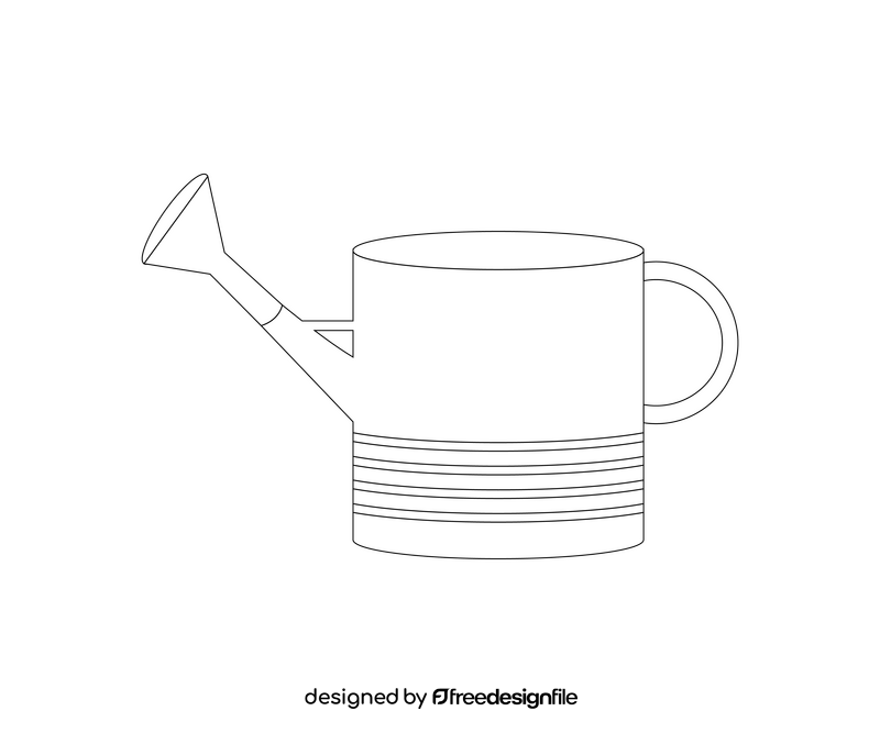 Cartoon watering can black and white clipart