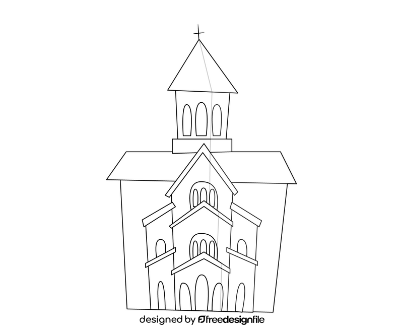 Georgian temple black and white clipart