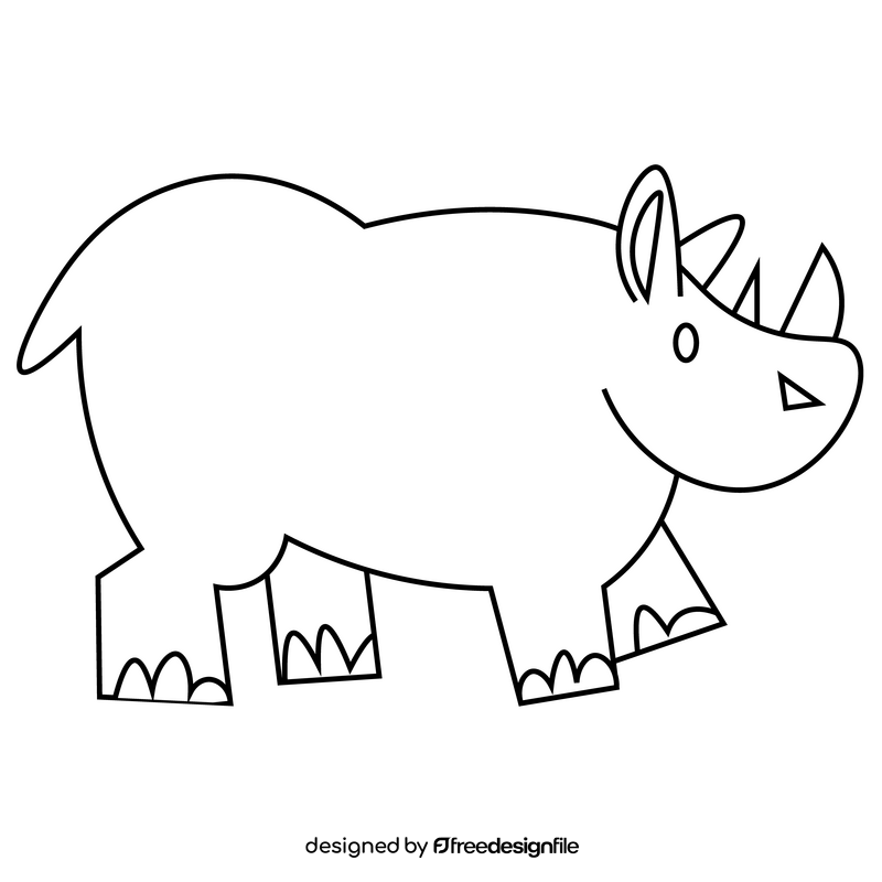 Rhinoceros drawing black and white clipart