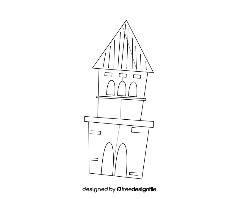 Cartoon Georgian Tower black and white clipart
