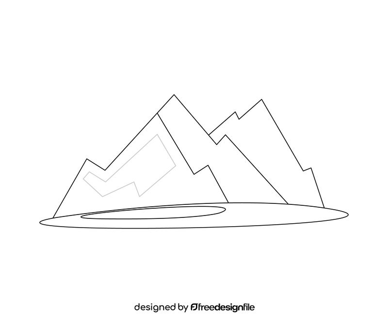 Cartoon mountain black and white clipart