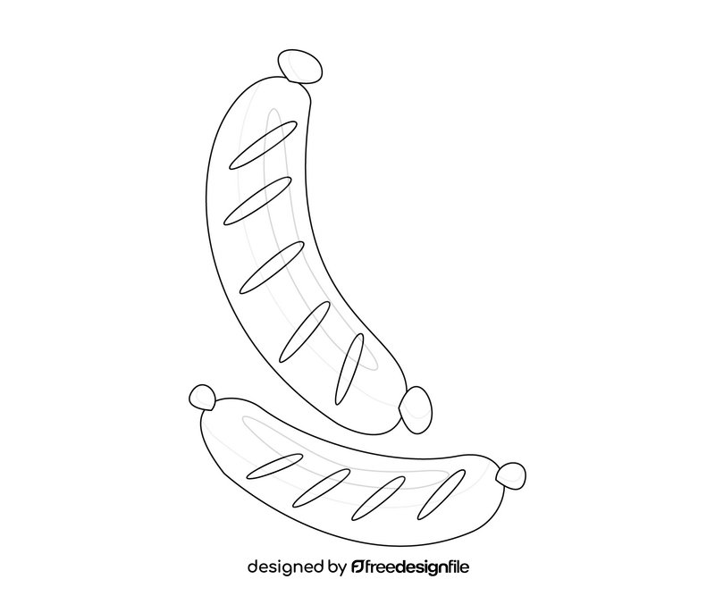 Cartoon german sausages black and white clipart
