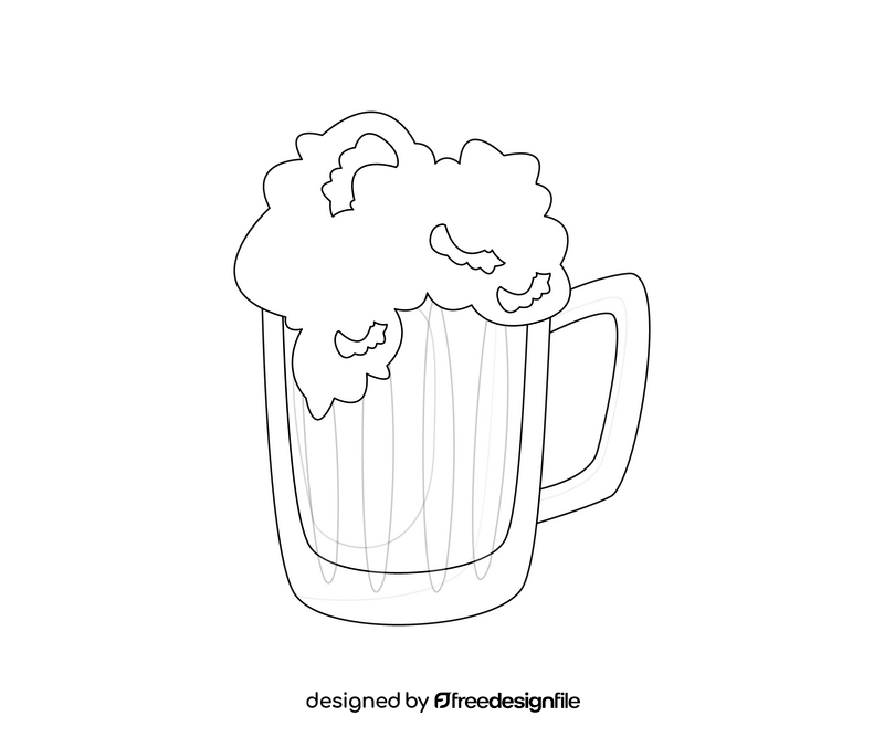 Cartoon beer Mug black and white clipart