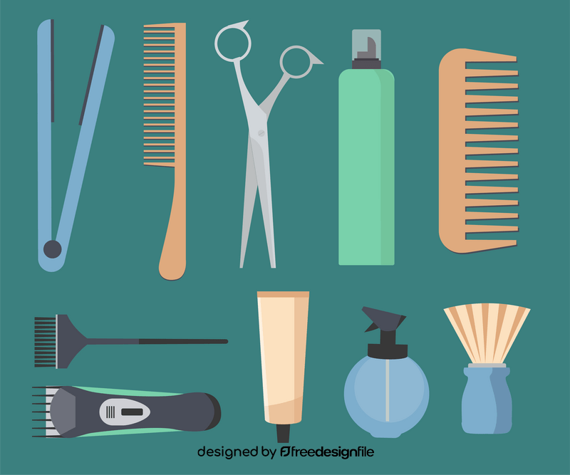 Hairdresser accessories, hairdressing tools vector