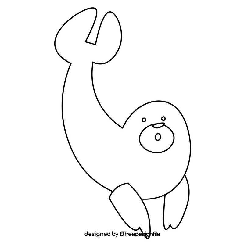 Seal cartoon black and white clipart