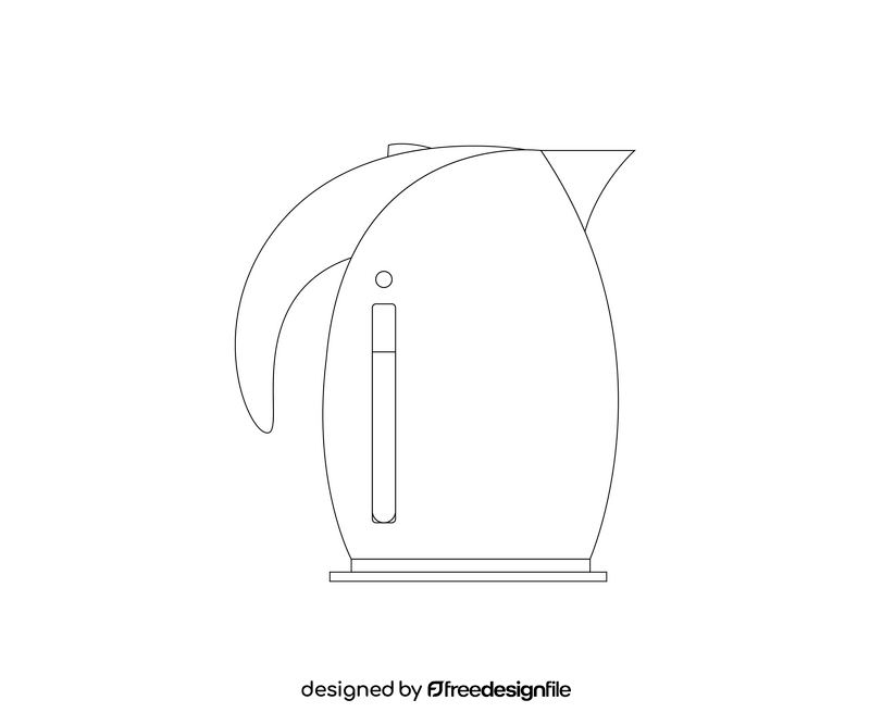 Cartoon electric kettle black and white clipart