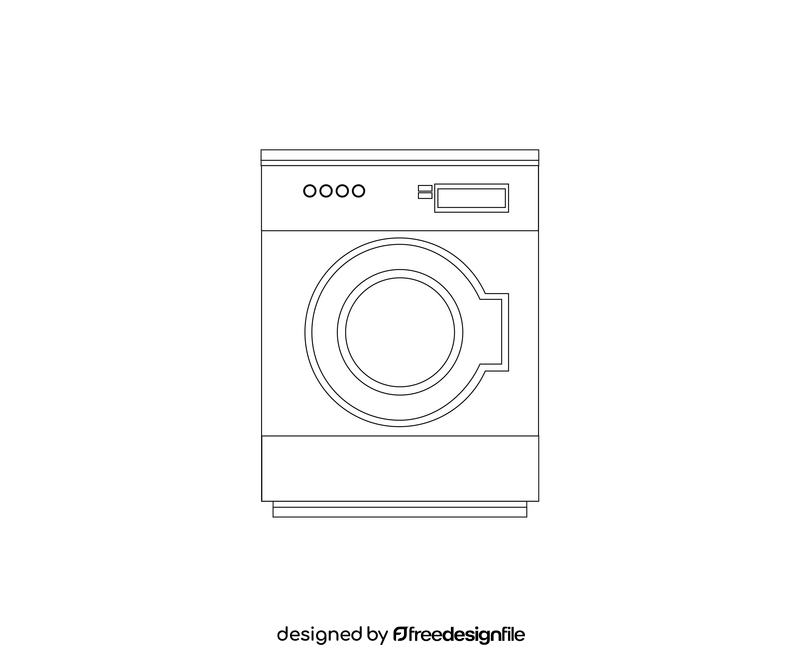 Cartoon washing machine black and white clipart