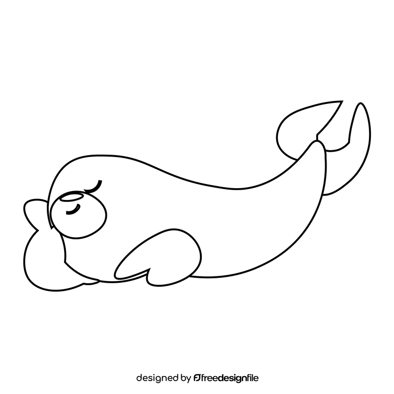 Seal cartoon drawing black and white clipart