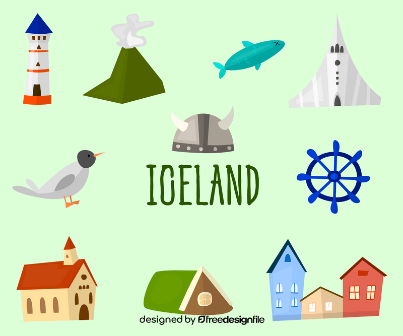 Iceland tourist attractions vector