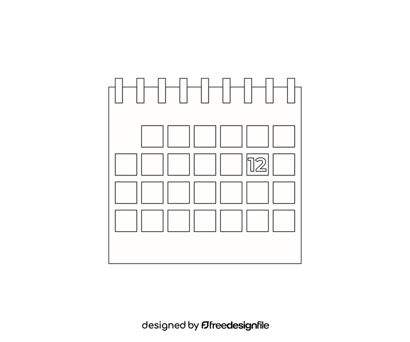 Calendar black and white clipart