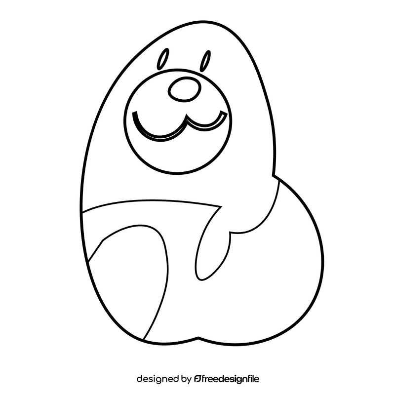 Cute seal head black and white clipart