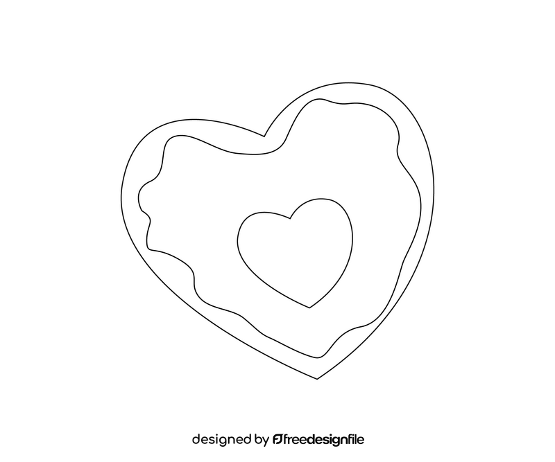 Romantic heart donuts black and white clipart