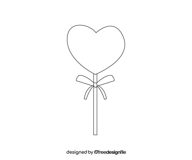 Heart on a stick cartoon black and white clipart