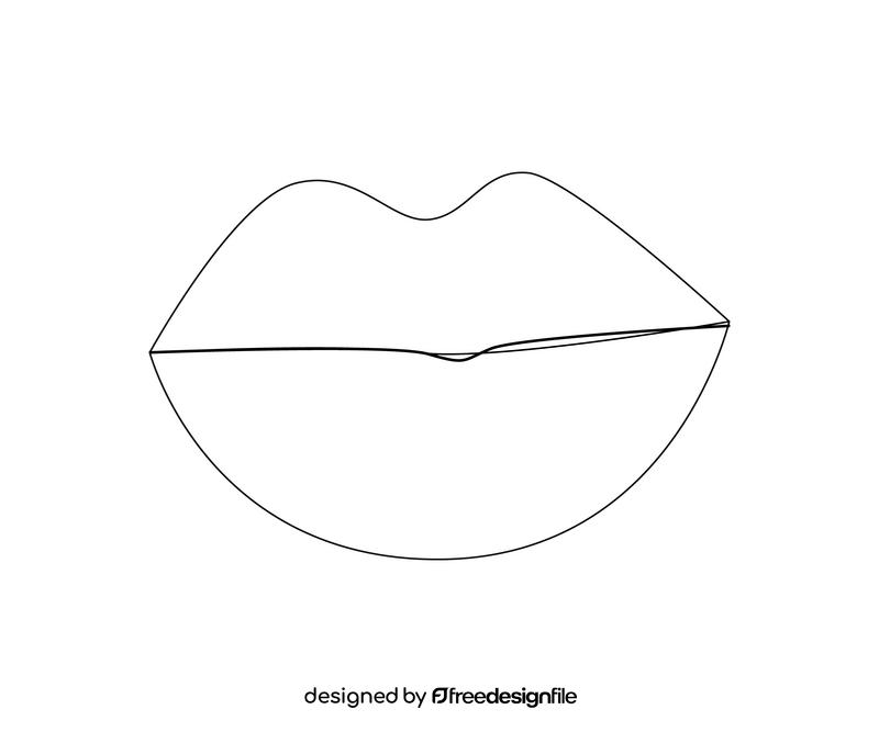 Cute lips black and white clipart