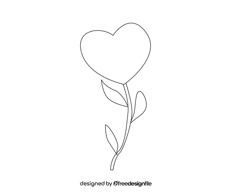 Flower heart free black and white clipart